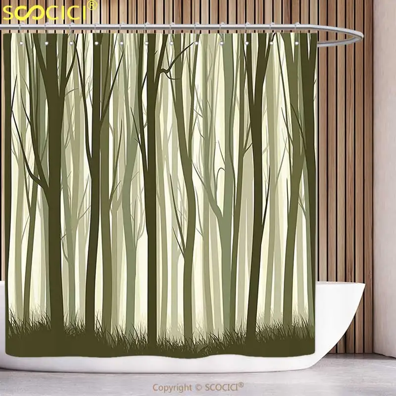 Cool Shower Curtain Apartment Decor Mother Nature Theme Illustration of Misty Forest with Trees Army Green and Sage Green
Cool Shower Curtain Apartment Decor Mother Nature Theme Illustration of Misty Forest with Trees Army Green and Sage Green