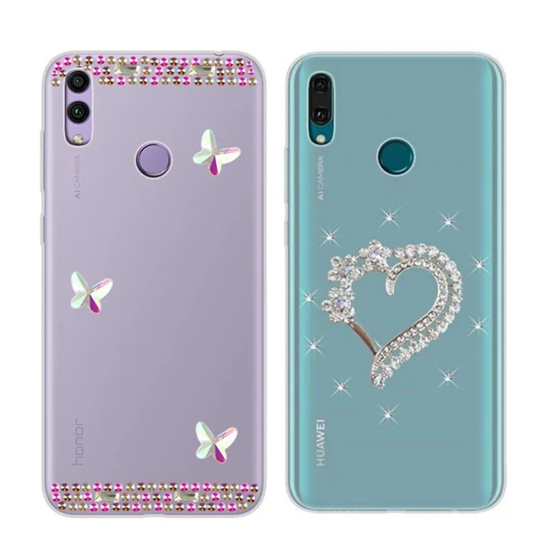 Блестящие прозрачные чехлы с бриллиантами для Huawei p20 lite P20 pro p8 p9 2017 p10 plus держатель