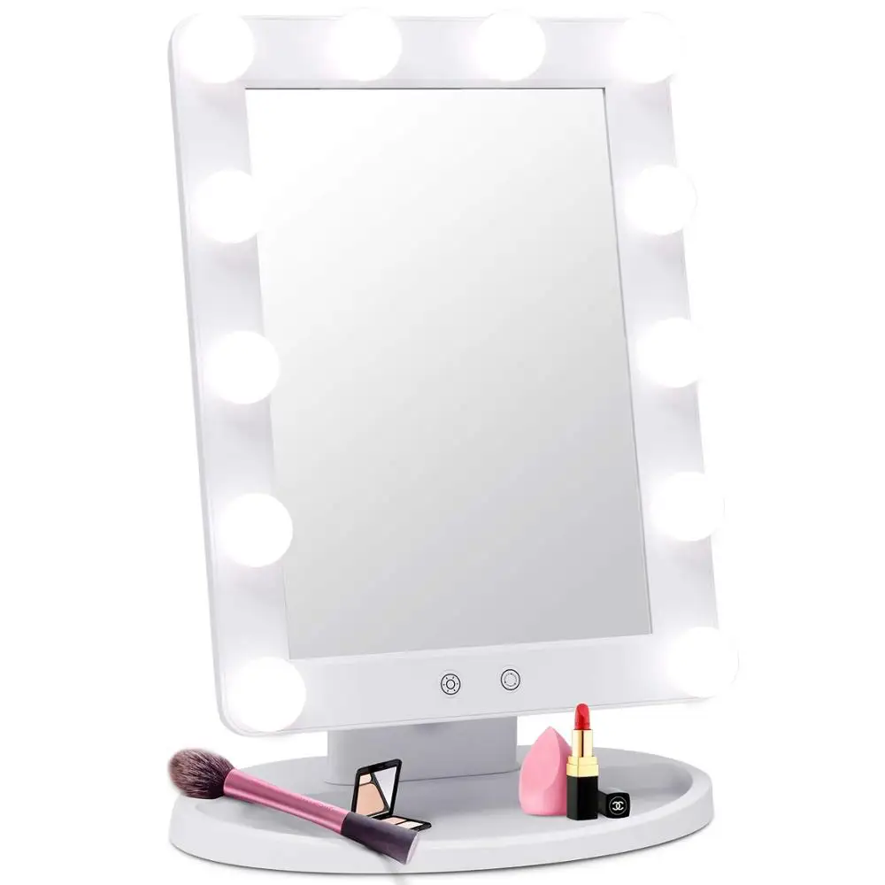 Hollywood Vanity Tabletop Makeup Mirrors with 12 Dimmable LED Light Bulbs - 3 Color Lighting Modes Touch Control
Hollywood Vanity Tabletop Makeup Mirrors with 12 Dimmable LED Light Bulbs - 3 Color Lighting Modes Touch Control
