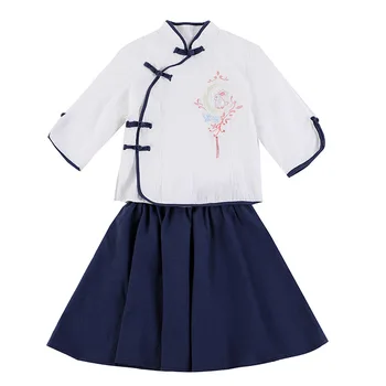 Summer Vintage Baby Girls 1930s Campus Wear Chinese Style Dance Zither Performance Clothes Child Cosplay Costume Hanfu Clothing
Summer Vintage Baby Girls 1930s Campus Wear Chinese Style Dance Zither Performance Clothes Child Cosplay Costume Hanfu Clothing