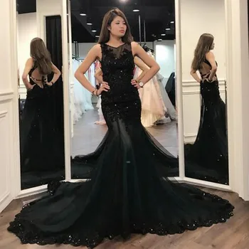 Formal Evening Gowns 2019 Sexy Black Sequins Mermaid Long Prom Dresses Tulle Sexy Backless Evening Dress Vestido De Festa
Formal Evening Gowns 2019 Sexy Black Sequins Mermaid Long Prom Dresses Tulle Sexy Backless Evening Dress Vestido De Festa