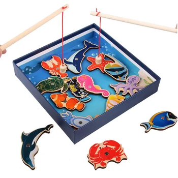 Kids Fish Game Wooden Magnetic Fishing Toy 14Pcs Fishes 2 Rods Baby Early Educational Toy Play with Family Friends
Kids Fish Game Wooden Magnetic Fishing Toy 14Pcs Fishes 2 Rods Baby Early Educational Toy Play with Family Friends
