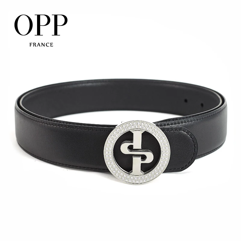 OPP Men's Belts Fashion Rhinestone Business Casual Belt Leather Metal Needle Round Silver Buckle Men's Black Belts
OPP Men's Belts Fashion Rhinestone Business Casual Belt Leather Metal Needle Round Silver Buckle Men's Black Belts