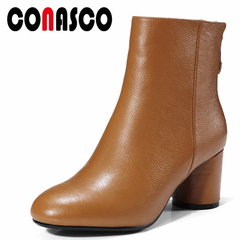 CONASCO Brand Design Women Ankle Boots Genuine Leather Zipper Office Lady Martin Boots Autumn Winter Warm High Heels Shoes Woman
CONASCO Brand Design Women Ankle Boots Genuine Leather Zipper Office Lady Martin Boots Autumn Winter Warm High Heels Shoes Woman