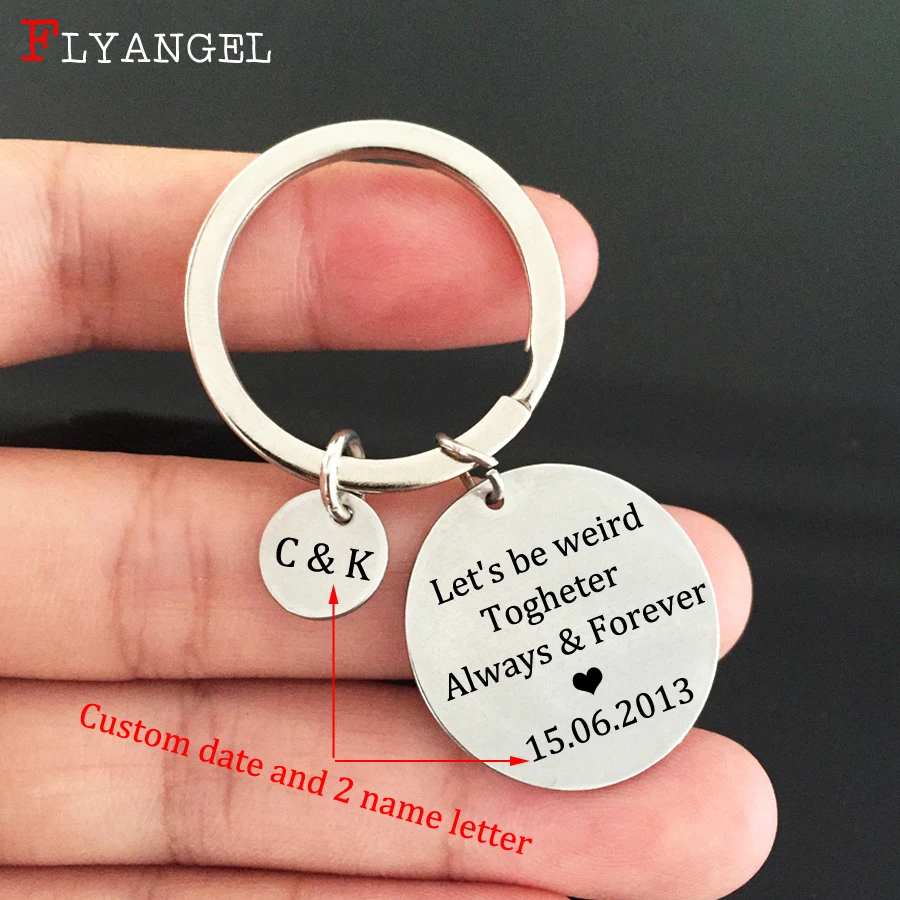 Fashion Personalized Jewelry Custom Date and 2 Name Letter Keyring Engraved Always & Forever Gift For Couples Valentine Keychain
Fashion Personalized Jewelry Custom Date and 2 Name Letter Keyring Engraved Always & Forever Gift For Couples Valentine Keychain
