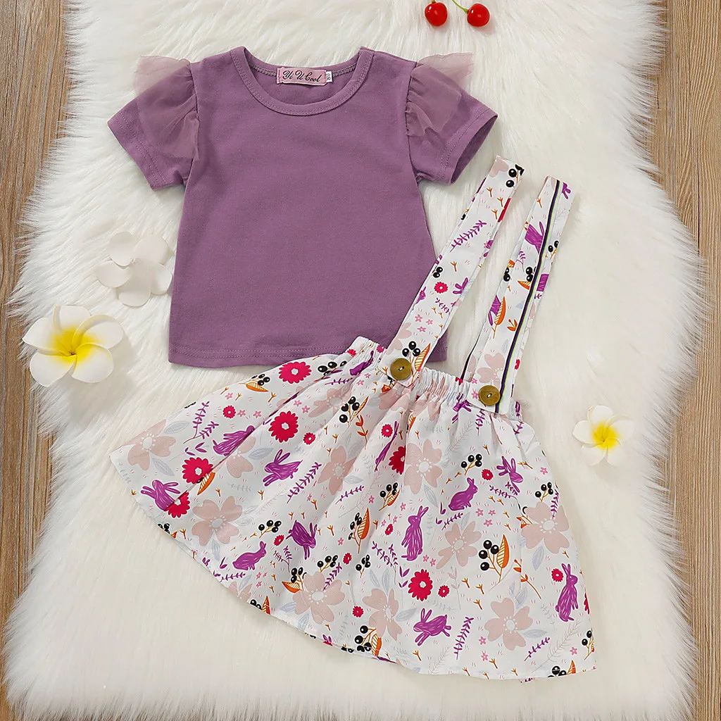 Baby Girls Dress Sets Cotton Casual Summer Clothes Short Sleeve Solid Lace T Shirt Tops Printed Straps Dress Outfits Girls Set
Baby Girls Dress Sets Cotton Casual Summer Clothes Short Sleeve Solid Lace T Shirt Tops Printed Straps Dress Outfits Girls Set