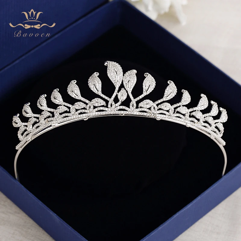 Bavoen High-end Clear Full Zircon Brides Crowns Tiaras Silver Leaves Crystal Wedding Hairbands Bridesmaids Hair Accessories Gift
Bavoen High-end Clear Full Zircon Brides Crowns Tiaras Silver Leaves Crystal Wedding Hairbands Bridesmaids Hair Accessories Gift