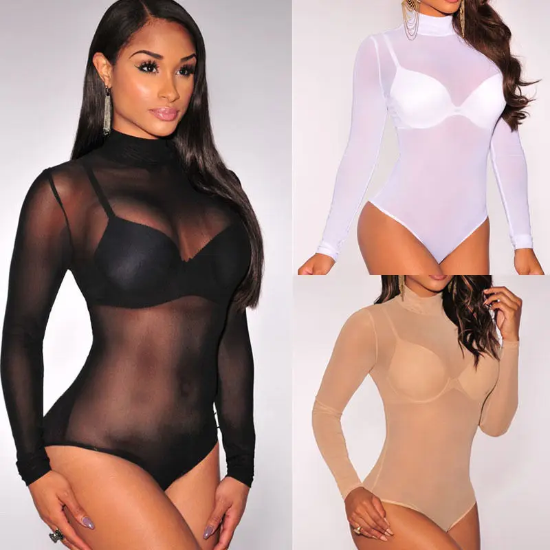 Transparent Sexy Mesh Bodysuit 3 colors Long Sleeve Jumpsuit Women's One Piece Sheer Leotard One Piece Underwear Teddy
Transparent Sexy Mesh Bodysuit 3 colors Long Sleeve Jumpsuit Women's One Piece Sheer Leotard One Piece Underwear Teddy