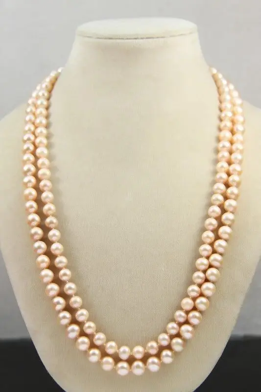 FREE SHIPPING>>>@@ New 7-8mm Pink Freshwater Cultured akoya Pearl Necklace 50" WW #@ 
FREE SHIPPING>>>@@ New 7-8mm Pink Freshwater Cultured akoya Pearl Necklace 50" WW #@