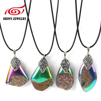 Christmas Gifts Women Leather Rope Necklaces Bohemian Rainbow Titanium Druzy Agates Pendant Necklaces Pave Rhinestone Necklace
Christmas Gifts Women Leather Rope Necklaces Bohemian Rainbow Titanium Druzy Agates Pendant Necklaces Pave Rhinestone Necklace