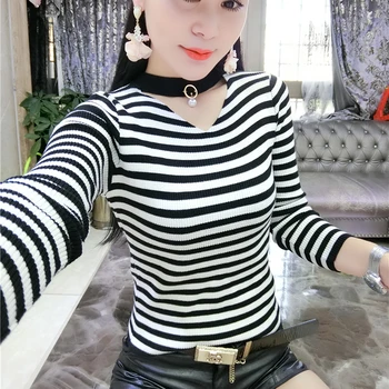 Women Sweaters 6 Colors Bottoming Knitted Pullovers Autumn Women Long-sleeved Slim Sweaters Female V-Neck Halter Sexy Tight Tops
Women Sweaters 6 Colors Bottoming Knitted Pullovers Autumn Women Long-sleeved Slim Sweaters Female V-Neck Halter Sexy Tight Tops