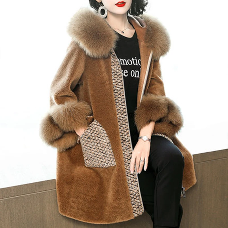 Sheep Shearing Overcoat 2019 Women Clothes Rear Fur Coat Women Winter Long Parka Real Fox Fur Collar Female Wool Jacket LX2560
Sheep Shearing Overcoat 2019 Women Clothes Rear Fur Coat Women Winter Long Parka Real Fox Fur Collar Female Wool Jacket LX2560