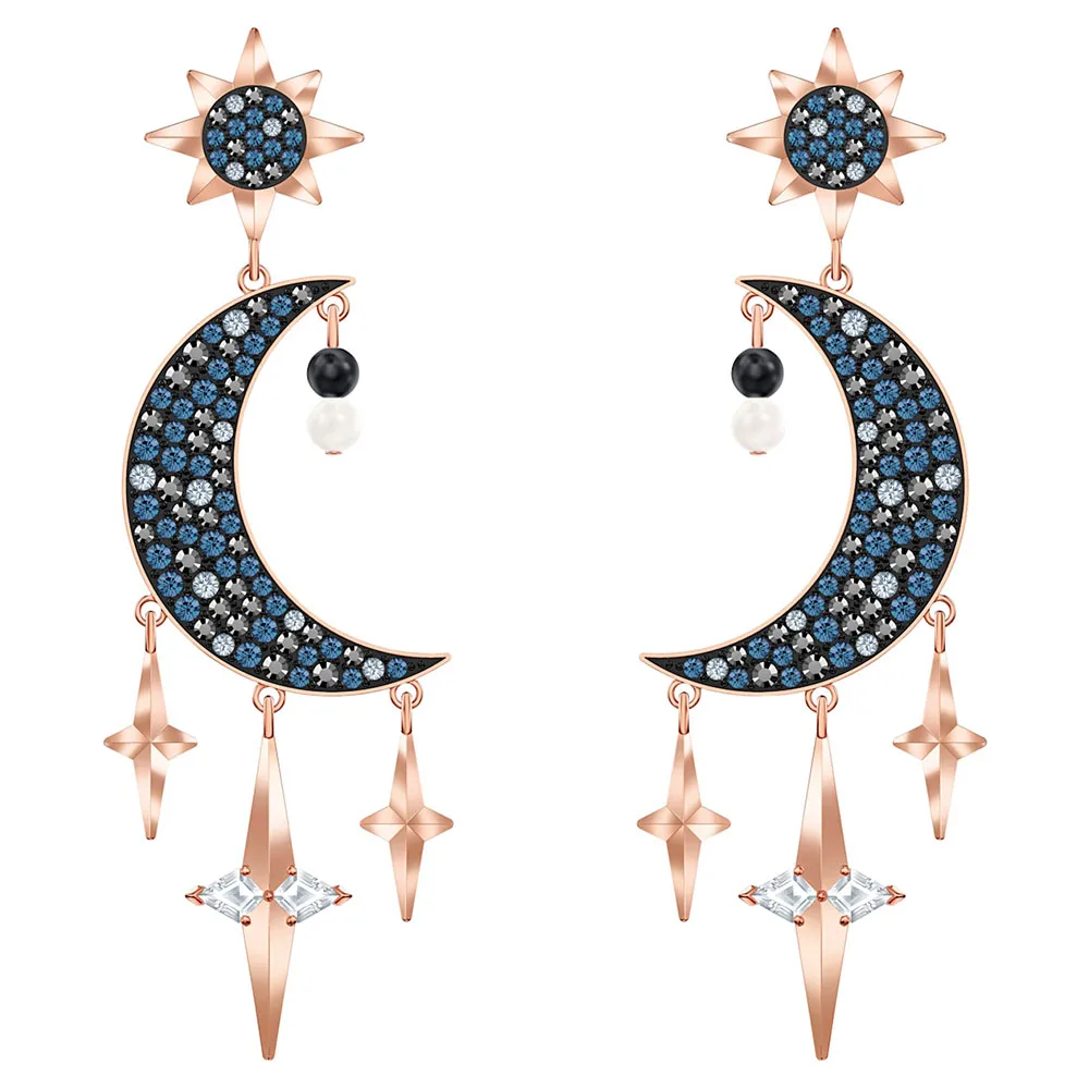 SWA RO 2019 Fashion Trend New SWA Symbolic Pierced Earrings Multi-colored Shiny Moon and Star Pattern Crystal Female Earrings
SWA RO 2019 Fashion Trend New SWA Symbolic Pierced Earrings Multi-colored Shiny Moon and Star Pattern Crystal Female Earrings