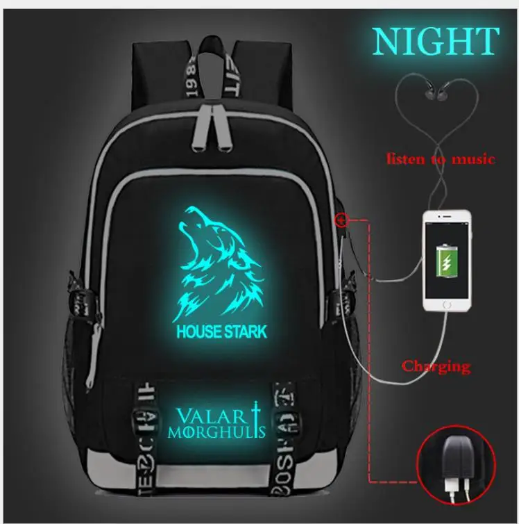 New Luminous Teenager Backpack Game of Thrones Stark USB Charge Backpacks Boys Girls School Bags Capacity Laptop Travel Bag
New Luminous Teenager Backpack Game of Thrones Stark USB Charge Backpacks Boys Girls School Bags Capacity Laptop Travel Bag