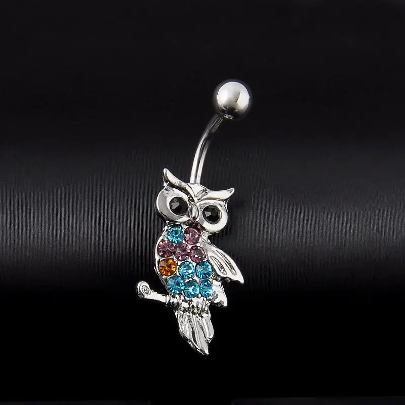 Shellhard Sexy Dangle Belly Bars Belly Button Rings Fashion Surgical Steel Rhinestone Body Jewelry Navel Piercing Rings