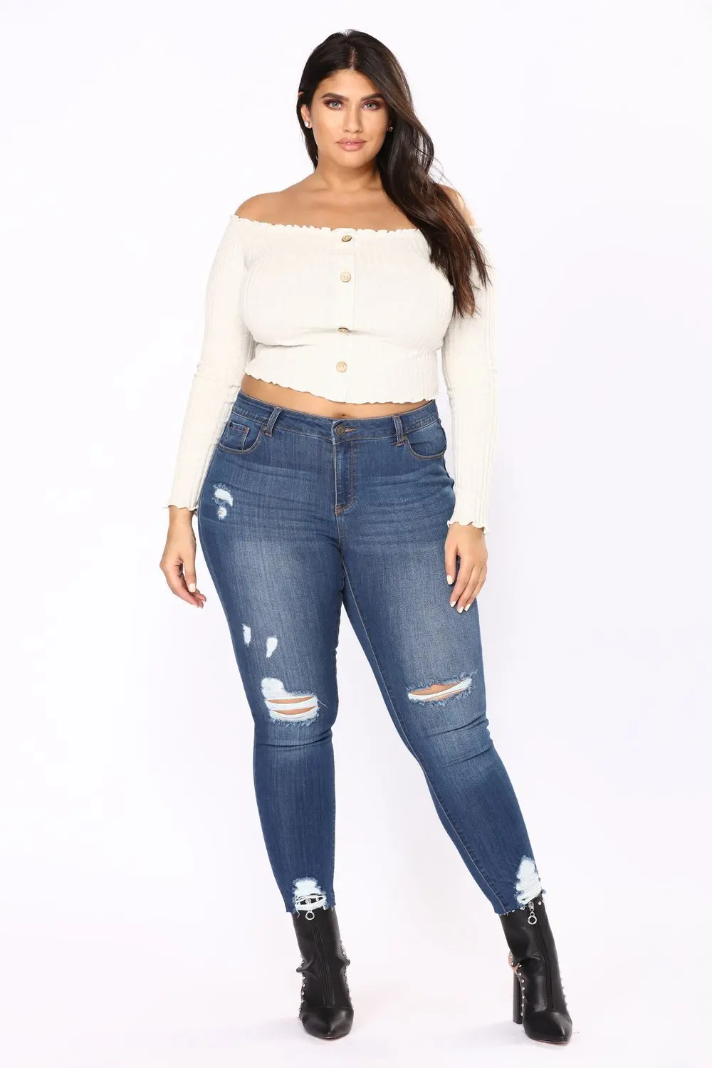 Plus Size Women's Butt Lift Super Comfy Stretch Skinny Jeans, Lady's Casual Curvy High Rise Pencil Denim Pants 3XL 5XL 7XL
Plus Size Women's Butt Lift Super Comfy Stretch Skinny Jeans, Lady's Casual Curvy High Rise Pencil Denim Pants 3XL 5XL 7XL