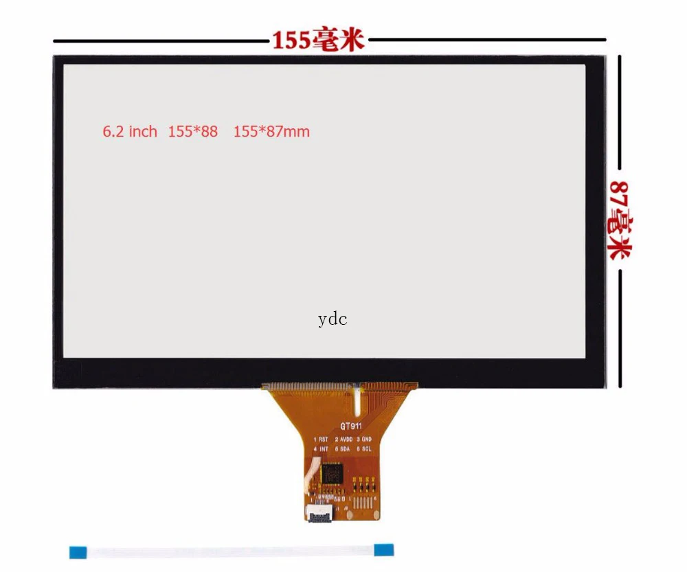 Car DVD navigation 6.2 -inch capacitive touch screen/GT911 6 pin / 155 * 88/6 line touch screen ribbon cable
Car DVD navigation 6.2 -inch capacitive touch screen/GT911 6 pin / 155 * 88/6 line touch screen ribbon cable