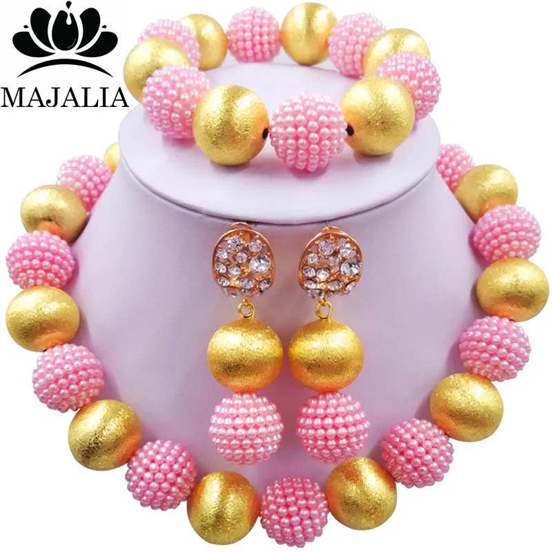 Majalia Classic Nigeria Wedding African Pearl Jewelry Set Pink Crystal Plastic Pearl Necklace Bride Jewelry Sets 1CL006
Majalia Classic Nigeria Wedding African Pearl Jewelry Set Pink Crystal Plastic Pearl Necklace Bride Jewelry Sets 1CL006