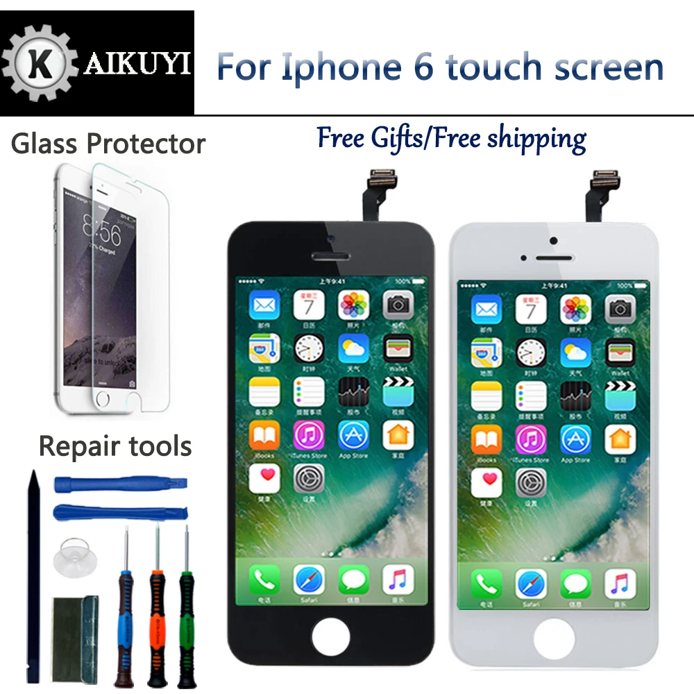 AIKUYI для iPhone 6/6 plus/6 s/6 s plus/7/7 сенсорный ЖК-экран дигитайзер рамка в сборе полный