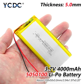 1/2/4Pcs 3.7V 4000mAh 5050100 Lithium Polymer LiPo Rechargeable Battery ion cells For Mp3 Mp4 Mp5 GPS DIY PAD DVD BT Speaker
1/2/4Pcs 3.7V 4000mAh 5050100 Lithium Polymer LiPo Rechargeable Battery ion cells For Mp3 Mp4 Mp5 GPS DIY PAD DVD BT Speaker