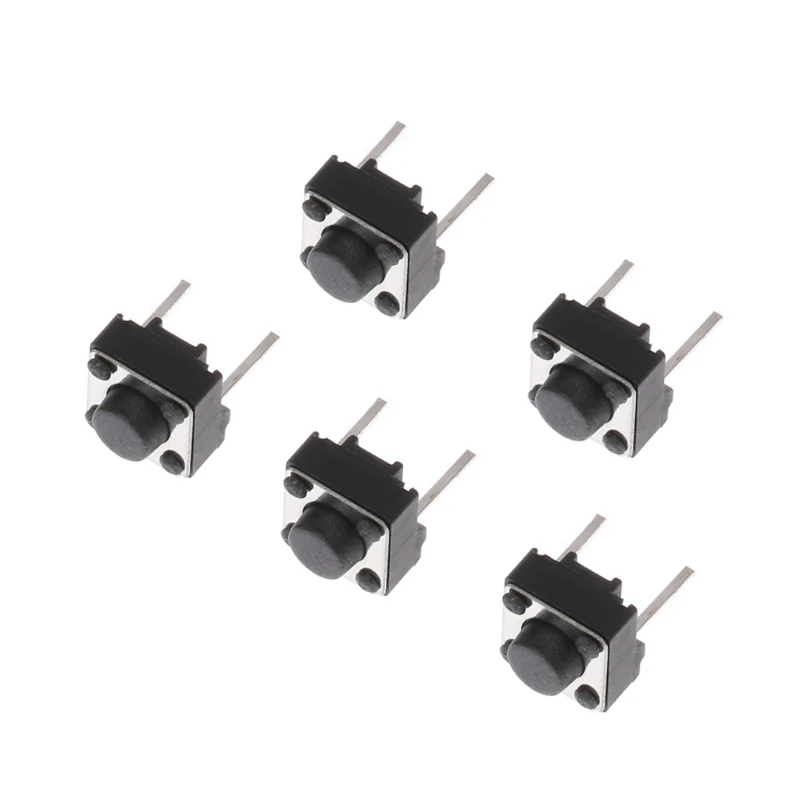 100 Pcs 6x6x5mm 2 Pin Plastic+Metal Black Micro Momentary Push Button Tactile Switch
100 Pcs 6x6x5mm 2 Pin Plastic+Metal Black Micro Momentary Push Button Tactile Switch