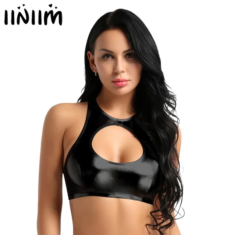 Women Summer Shiny Soft Faux Leather Sleeveless Round Neck Cut Out Crop Tops Swim Top Dancewear for Evening Nightclub Party
Women Summer Shiny Soft Faux Leather Sleeveless Round Neck Cut Out Crop Tops Swim Top Dancewear for Evening Nightclub Party