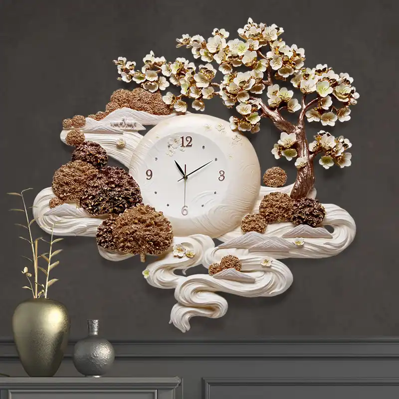 Relojes De Pared De Lujo Con Relieve Adornos Artesanales Para