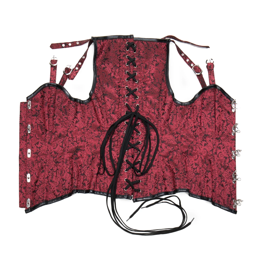 Women's Steampunk Gothic Fashion Faux Leather Buckle Shoulder Straps Tank Overbust Vest Corset Black Plus Size Women's Steampunk Gothic Fashion Faux Leather Buckle Shoulder Straps Tank Overbust Vest Corset Black Plus Size