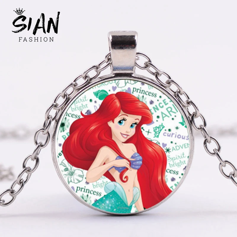 SIAN Lovely The Little Mermaid Necklace Glass Cabochon Cosplay Princess Ariel Cartoon Pendant Necklace for Girls Kids Long Chain
SIAN Lovely The Little Mermaid Necklace Glass Cabochon Cosplay Princess Ariel Cartoon Pendant Necklace for Girls Kids Long Chain