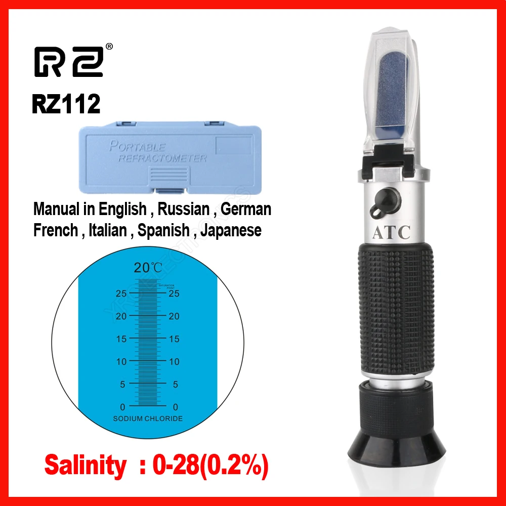 RZ Refractometer Optical Salinity Concentration Handheld High precision Measuring tool RZ112 0~28%
RZ Refractometer Optical Salinity Concentration Handheld High precision Measuring tool RZ112 0~28%