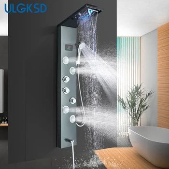 LED Rain Waterfall Shower Faucet Set W/Hydroelectricity Digital Display Shower Panel Column 2-way Spa Jets Bath Shower Mixer Tap
LED Rain Waterfall Shower Faucet Set W/Hydroelectricity Digital Display Shower Panel Column 2-way Spa Jets Bath Shower Mixer Tap