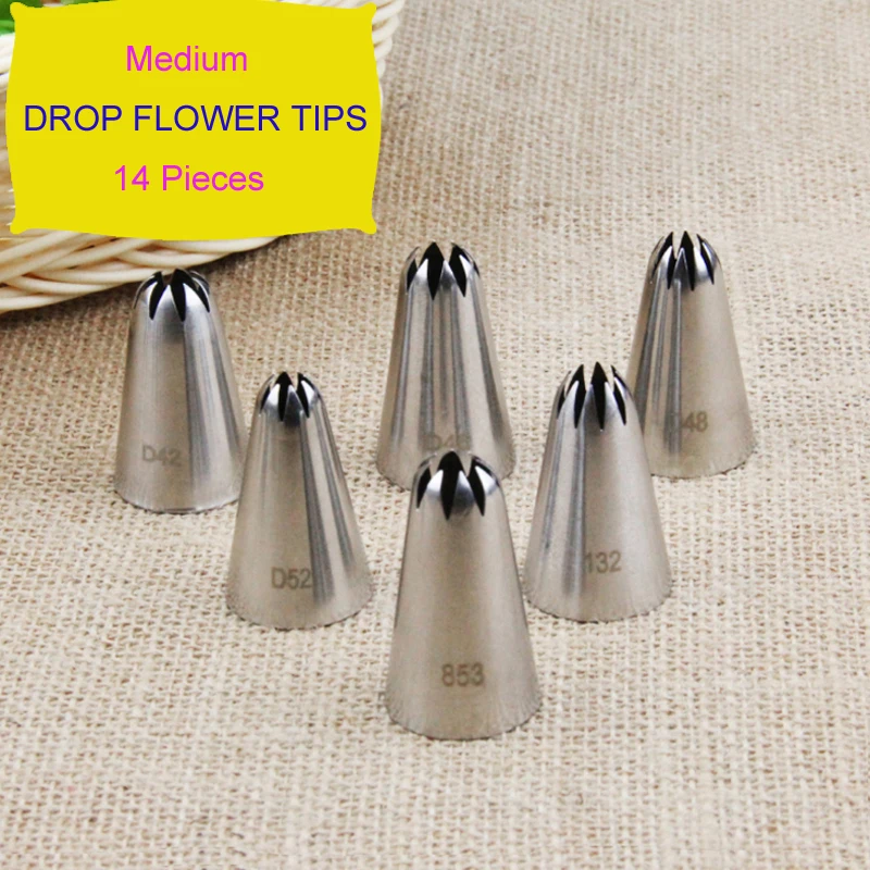 Medium Drop Flower Tips Stainless Steel Icing Piping Nozzles Cake Decorating Pastry Tip Sets Cupcake Tools Bakeware
Medium Drop Flower Tips Stainless Steel Icing Piping Nozzles Cake Decorating Pastry Tip Sets Cupcake Tools Bakeware