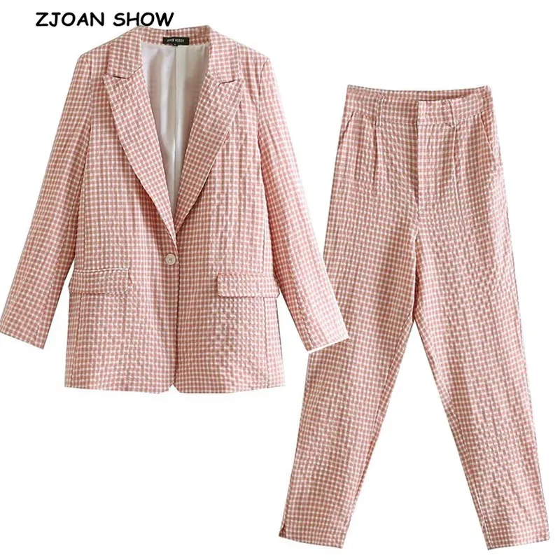 2019 New Spring BF One Button Women Pink Plaid Long Blazer High Waist Full Length Harem Pants Long Sleeve Suits 2 Pieces Set
2019 New Spring BF One Button Women Pink Plaid Long Blazer High Waist Full Length Harem Pants Long Sleeve Suits 2 Pieces Set