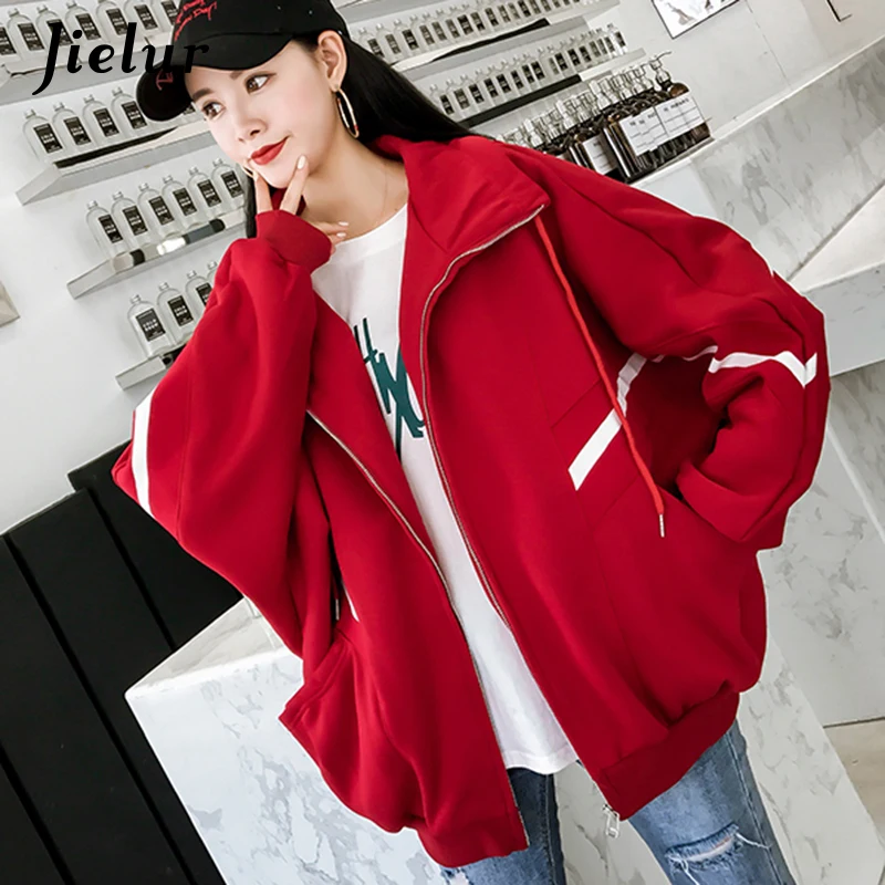 Jielur Harajuku Loose Warm Zipper Black Red Sweasthirt for Women Thick Fleece BF Cool Street Fashion Stripe Female Hoodies M-XXL
Jielur Harajuku Loose Warm Zipper Black Red Sweasthirt for Women Thick Fleece BF Cool Street Fashion Stripe Female Hoodies M-XXL