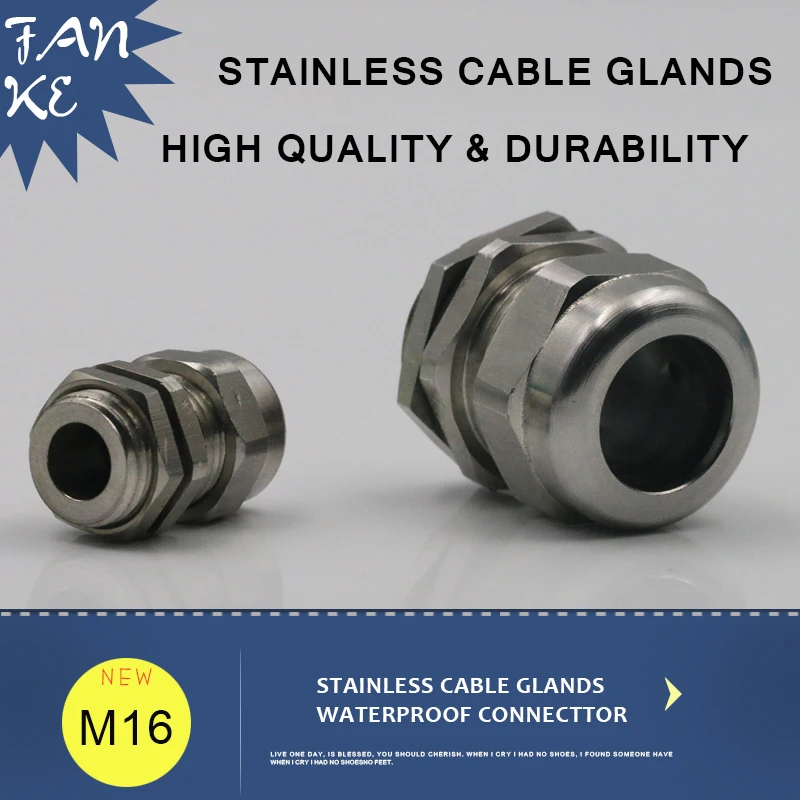 1piece M16*1.5 Cable Gland Stainless Steel Wire Rope Connector IP68 Cord Grips and Strain Relief Fittings For 4-8mm
1piece M16*1.5 Cable Gland Stainless Steel Wire Rope Connector IP68 Cord Grips and Strain Relief Fittings For 4-8mm