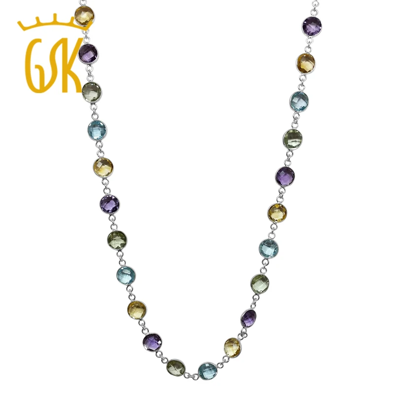 GemStoneKing 43.00 Ct Checkerboard Round 8mm Genuine Amethyst, Blue-Topaz & Citrine Multi-Gemstone 925 Sterling Silver Necklace
GemStoneKing 43.00 Ct Checkerboard Round 8mm Genuine Amethyst, Blue-Topaz & Citrine Multi-Gemstone 925 Sterling Silver Necklace