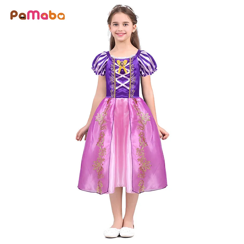 

PaMaBa Fantasy Kids Princess Rapunzel Dress for Girls Clothes Children Toddler Cinderella Elsa Anna Cosplay Costume Belle Frocks