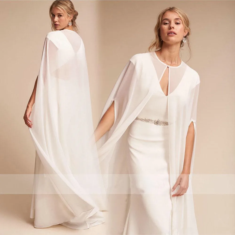 

New Bridal Wraps Chiffon Bridal Cloak Jackets Sweep White Wedding Shrugs Special Occasion Wedding Coats Free Shipping