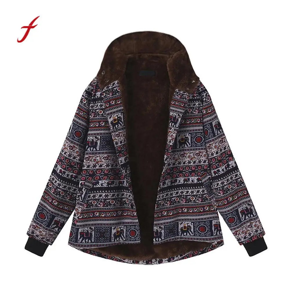 Winter jacket Women plus size Button Vintage Ethnic Print Fleece Thick Hooded 2018 New female Women roupas Femininas
Winter jacket Women plus size Button Vintage Ethnic Print Fleece Thick Hooded 2018 New female Women roupas Femininas