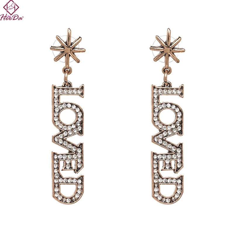 Heeda Kpop Fashion Trendy Letter LOVE Long Earrings Women Snowflake Personality Ear Decoration Big Name Rhinestone Jewelry 2018
Heeda Kpop Fashion Trendy Letter LOVE Long Earrings Women Snowflake Personality Ear Decoration Big Name Rhinestone Jewelry 2018