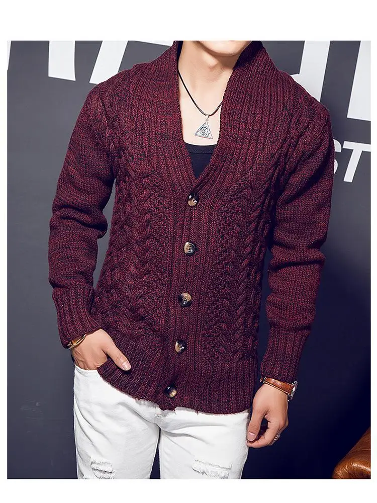 Men's 2020 autumn and winter sweater knit cardigan sweater Korean version of the lapel thick sweater coat sweater men Men Men's 2020 autumn and winter sweater knit cardigan sweater Korean version of the lapel thick sweater coat sweater men Men