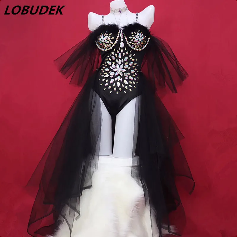 Pink Black Crystal Bodysuit Tail Yarn Dance Outfits Women Club Party Show Rave Festival Clothes DJ Nightclub Performance Clothes
Pink Black Crystal Bodysuit Tail Yarn Dance Outfits Women Club Party Show Rave Festival Clothes DJ Nightclub Performance Clothes