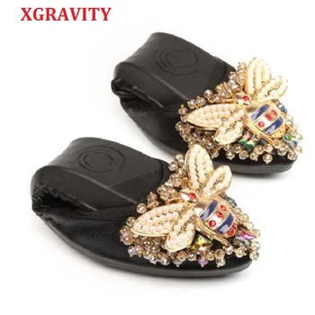 XGRAVITY Bee Designer Crystal Woman Big Size Flat Shoes Elegant Designer Lady Fashion Rhinestone Women Soft Girl Shoes C031
XGRAVITY Bee Designer Crystal Woman Big Size Flat Shoes Elegant Designer Lady Fashion Rhinestone Women Soft Girl Shoes C031