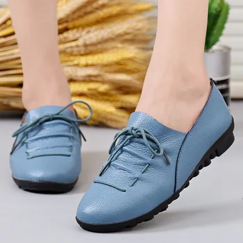 Women Flats Handmade Women Shoes Genuine Leather Flat Lacing Mother Shoes Woman Loafers Soft Single Flats Casual 
Women Flats Handmade Women Shoes Genuine Leather Flat Lacing Mother Shoes Woman Loafers Soft Single Flats Casual