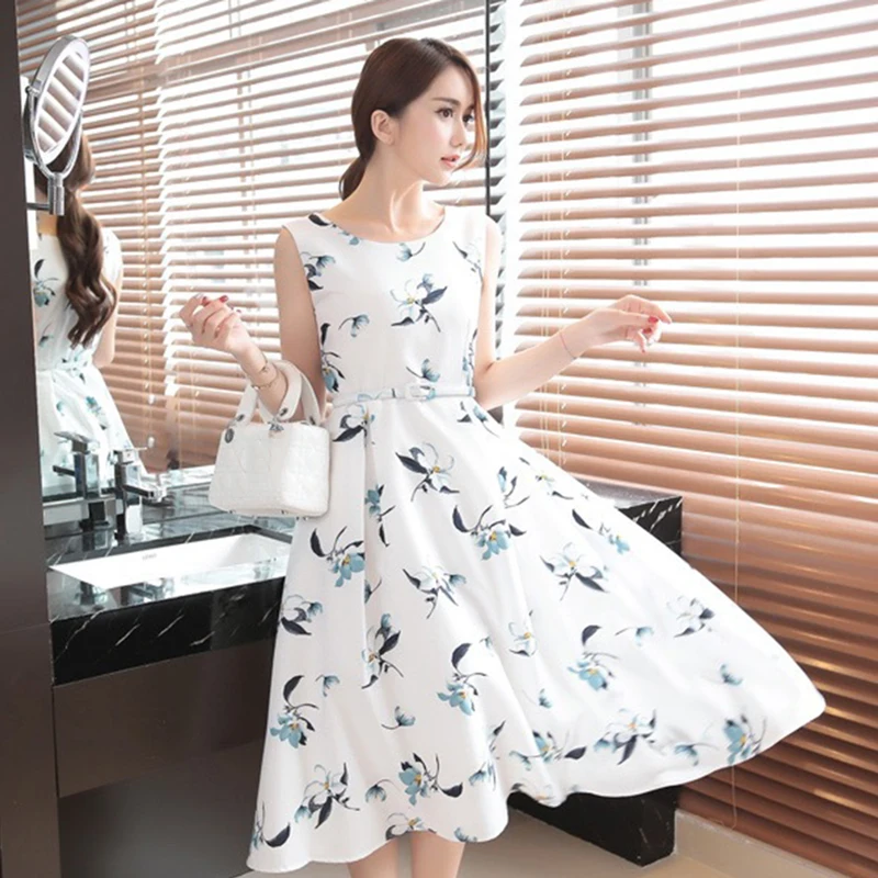 Summer O-Neck Floral A-Line Tank Women Dress Sleeveless Mid-Calf Casual Sashes Party Dress Empire Sweet Print Cute Clothing
Summer O-Neck Floral A-Line Tank Women Dress Sleeveless Mid-Calf Casual Sashes Party Dress Empire Sweet Print Cute Clothing