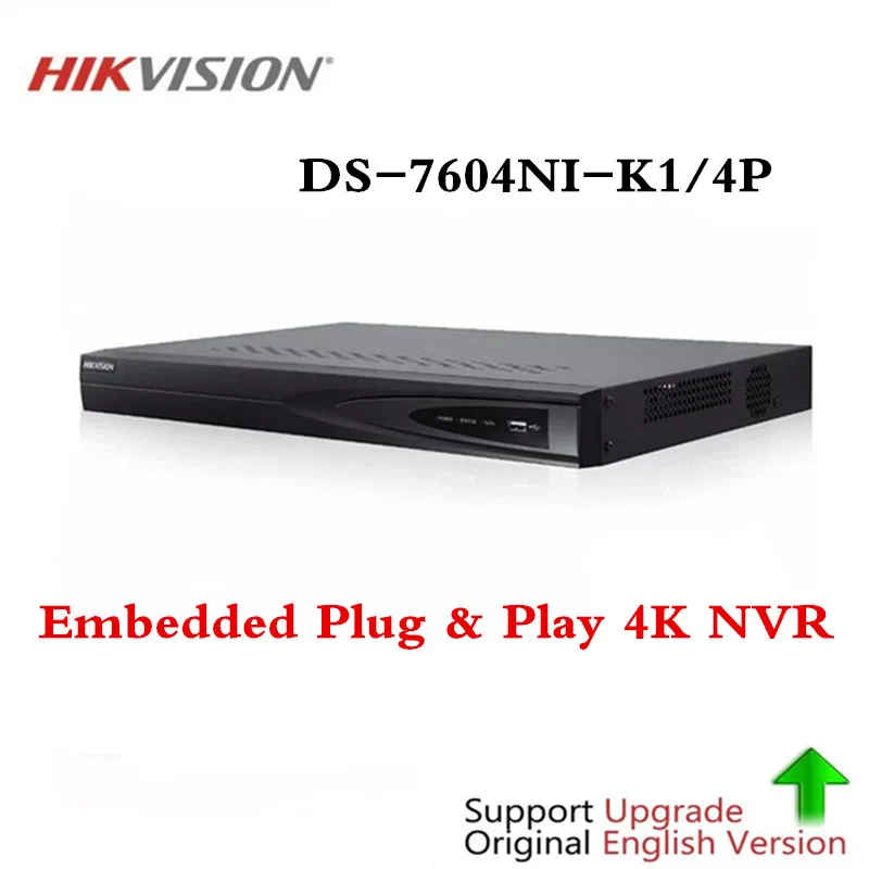 

Original Hikvision 4CH PoE NVR DS-7604NI-K1/4P 4 Channel Embedded Plug Play 4K NVR with 4 PoE Ports for IP Camera CCTV System