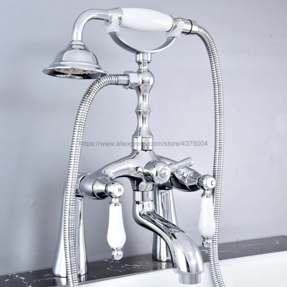 Deck Mounted Bathroom Clawfoot Bathtub Shower Faucets Polished Chrome Basin Sink Mixer Tap Tub Faucet & Hand Shower Ntf759
Deck Mounted Bathroom Clawfoot Bathtub Shower Faucets Polished Chrome Basin Sink Mixer Tap Tub Faucet & Hand Shower Ntf759