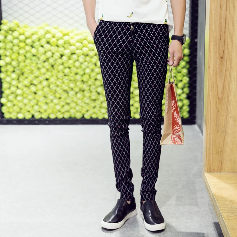 High Quality Casual Skinny Men's Pants Plaid Stripe Slim Fashion Business Joggers Skinny Trousers For Male
High Quality Casual Skinny Men's Pants Plaid Stripe Slim Fashion Business Joggers Skinny Trousers For Male