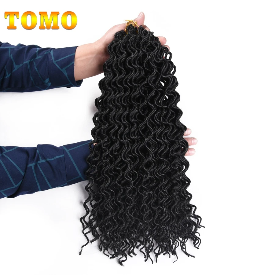 

TOMO 18Inch Faux Locs Curly Crochet Hair Extension Synthetic Braiding Hair 24Roots Ombre Crochet Braids Goddess Locs Blond Color
