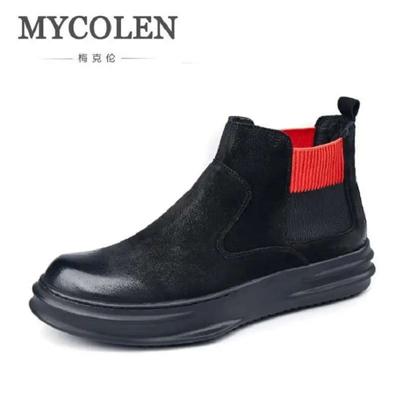 

MYCOLEN New Winter Men Boots High Quality Genuine Leather Men Ankle Shoes Men British Style Motorcycle Boots Botines Hombre